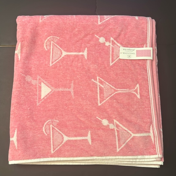 Eco-Melange Other - ECO-MELANGE BEACH TOWEL - Pink Martini Glass Patterned - Reversible